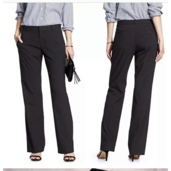 Banana Republic Jackson Fit Pants Womens Size 8 L Black - Cotton Stretch - Picture 1 of 8
